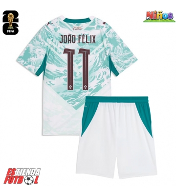 Portugal Joao Felix #11 Segunda Equipación Niños Mundial 2026 Manga Corta (+ Pantalones cortos)